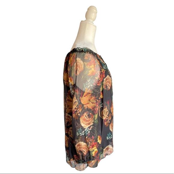 Floral Off / On Shoulder Silk Blouse - Picture 2 of 10